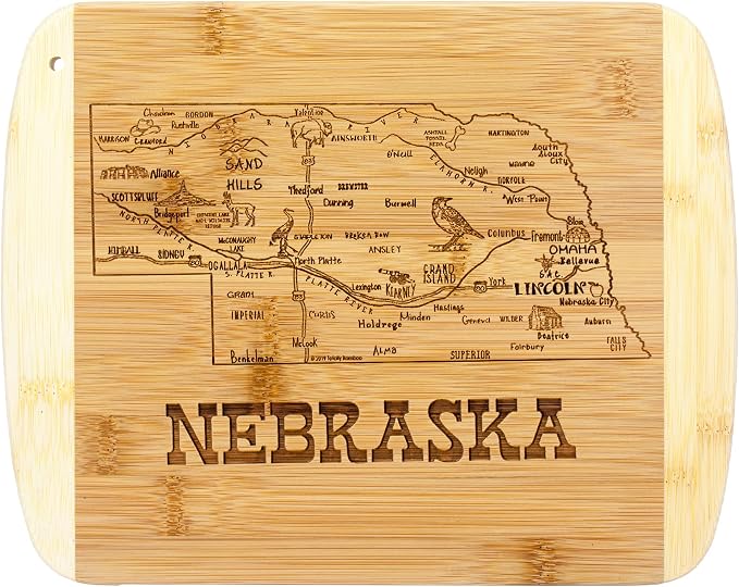 Totally Bamboo A Slice of Life Nebraska State Serving and Cutting Board, 11" x 8.75"