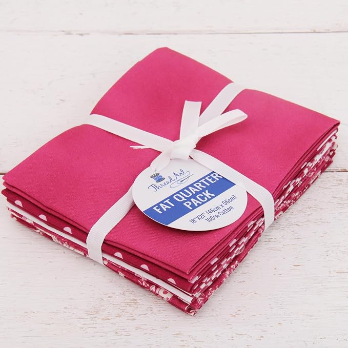 Threadart Exclusive 5 Fat Quarter Bundles - Burgundy Vintage Prints 100% Cotton Fabric - Premium 100% Cotton Quilting Fabric - No Duplicates - Full Size Fat Quarters 18"x21" - Burgundy