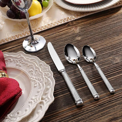KEAWELL Premium 20 Pieces Prestige Silverware Set - Exquisite Craftsmanship, Service for 4, 18/10 Stainless Steel, Luxurious Flatware Set, Heavy Duty, Dishwasher Safe (20, Silver)