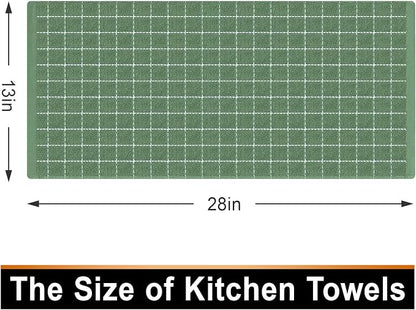 Mordimy 100% Cotton Terry Cloth Kitchen Towels, Super Soft and Absorbent Dish Towels for Drying, Checkered Designed Hand Towels for Kitchen, 13 x 28 Inches, 4 Pack, Grass Green