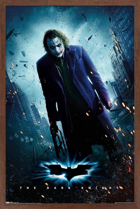 Trends International DC Comics Movie - The Dark Knight - The Joker - One Sheet Wall Poster, 22.375" x 34", Mahogany Framed Version