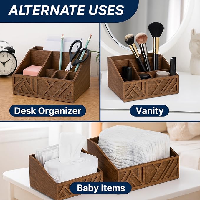 Paper Plate Dispenser |Paper Plate Holders For Kitchen Counter |Wooden Utensil Holder Silverware Organizer |Cutlery Flatware Organizer Box For Cups, Plates, Cutlery,Kitchen Accessories