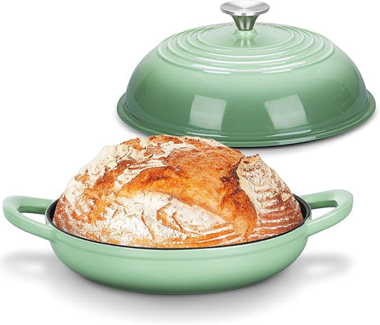 Bread Dutch Oven for Sourdough Baking (5.5 QT), Joyfair Enameled Cast Iron Dutch Oven Pot with Lid, Sourdough Bread Pan with Dual Handles, Non-Stick & Even Heat, Oven-safe up to 500°F, Pistachio Green