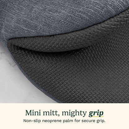 Cuisinart Mini Oven Mitts – 5.5” x 7” Heat-Resistant Kitchen Mitts for Oven with Non-Slip Neoprene Palm, Cotton Filling, and Fabric Loop – Durable Oven Mitt Set for Cooking & Baking (Chambray)