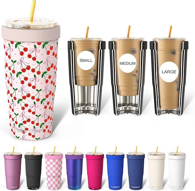 Frost Buddy Togo Buddy | 30 oz Stainless Steel Vacuum Insulated Tumbler | To Go Coffee Cup – Coffee Cups, Iced Coffee Sleeve, Travel Mug, Thermal Cup for Hot & Cold Drinks, Dunkin Cup (Cherry Crush)
