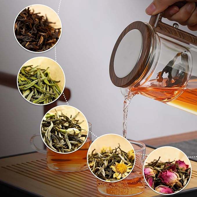 MACTANO Enchant Series Glass Magic Teapot with Magnetic Infuser, Modern Personal Tea Pot for Loose Leaf Tea Visual Brewing Easy Clean - 27.05 oz