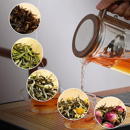 MACTANO Enchant Series Glass Magic Teapot with Magnetic Infuser, Modern Personal Tea Pot for Loose Leaf Tea Visual Brewing Easy Clean - 20.29 oz