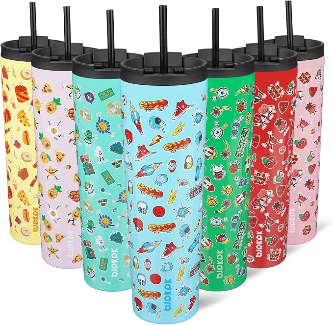 BJPKPK 34oz Insulated Tumbler With lid And Straw Stainless Steel Tumblers Travel Coffee Mug Reusable Thermal Cup,Playground