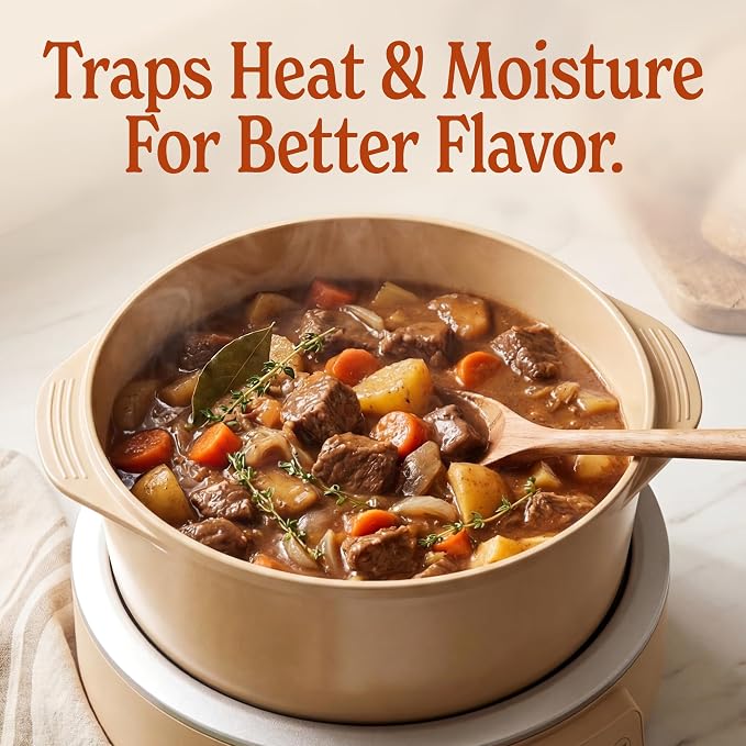 MAGNIFIQUE Slow Cooker, 4.5 Quart 8-in-1 Clay Pot Multi-Cooker, Non-Toxic Slow Cooker with Removable Clay Pot, for Rice, Pasta, Steam & Proof, Nonstick, Oven Safe Pot to 500°F, Brown