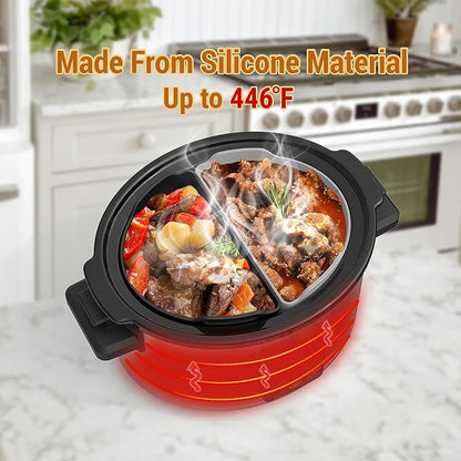 Silicone Slow Cooker Liners Compatible With Crock Pot 6-8 QT,Slow Cooker Divider Allows Cooking Two Different Meals At Once Time, Reusable Silicone Divider Insert, Dishwasher Safe, BPA Free.