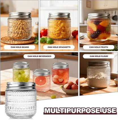 8 oz Mason Jars With Lids,12 Packs Small Mason Jars, Half Pint Glass Canning Jars for Jams, Jelly, Sauces, Desserts, chia pudding, Pickle, Gift