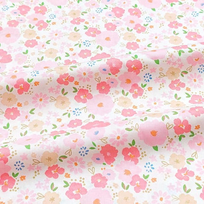 Light Weight Natural Cotton Fabric by the Yard DIY Making Supplies Quilting Patchwork Fabric Fat Quarter Bundles DIY for Quilting Cotton Patchwork Cushions (Big Pink Flowers, 2 Yard)