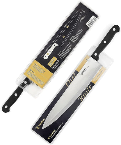 10-Inch Chef Knife – Full Tang Razor-Sharp High Carbon Stainless Steel Blade – Hollow Grind Edge – Ergonomic Grip Handle – Professional Kitchen Knife, Black