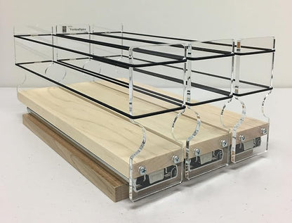 Vertical Spice Solid Maple Storage Rack Drawer - Sliding Spice Rack - Pantry Organizers and Storage - Kitchen Cabinet Organizer - Pull Out Shelf - Made in USA - 3 Drawers (6.9" W x 5.0" H x 10.6" D)