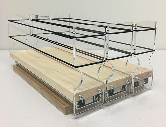 Vertical Spice Solid Maple Storage Rack Drawer - Sliding Spice Rack - Pantry Organizers and Storage - Kitchen Cabinet Organizer - Pull Out Shelf - Made in USA - 3 Drawers (6.9" W x 5.0" H x 10.6" D)