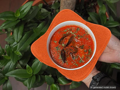 Set 2X Orange 7" sq. x 4" H Microwave Polyester Bowl Cloth Hot Pads Pot - Good Kitchen Accessories Bowl Holder to Protect Hands from Hot Dishes and Heating Soup - Microwave Bowls That Don't Get Hot