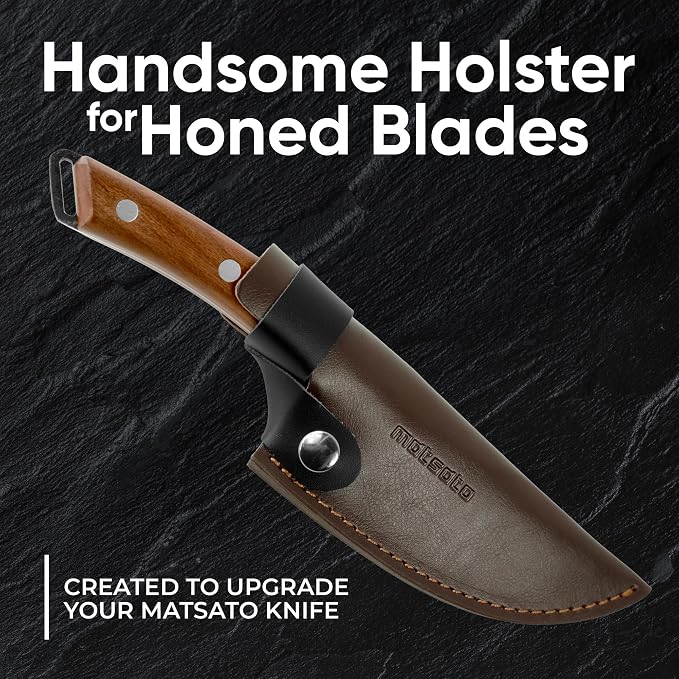 Matsato Kitchen Knife Leather Sheath, Japanese Steel Chef's Knife Holder for Cutting and Chopping, 6.3 Inch Knives Holder