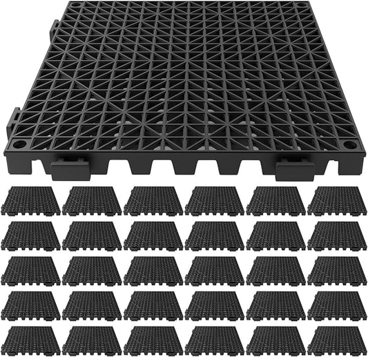 Tioncy 30 Pcs Bar Countertop Supplies Interlocking Mats 12 x 12 Inch Black Shelf Liners Bar Drying Coffee Non Slip Spills Mats for Bartending Home Cocktail Bars Restaurants