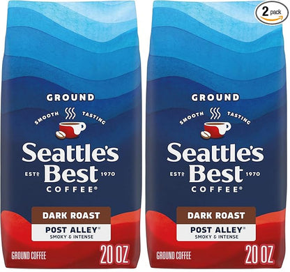 Seattle's Best Coffee Dark Roast Ground Coffee | Post Alley Blend | 20 Ounce Bag | Pack of 2
