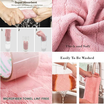 10 Pack Kitchen Cloth, Microfiber Dish Towels Washcloths, Super Absorbent Coral Velvet Dishtowels, Premium Cleaning Cloths,Non-Stick Oil Quick Dry Dish Towels, Soft Tea Towel, Table Cleaning Cloths.