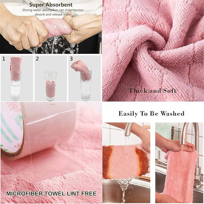 32 Pack Kitchen Cloth, Microfiber Dish Towels Washcloths, Super Absorbent Coral Velvet Dishtowels, Premium Cleaning Cloths,Non-Stick Oil Quick Dry Dish Towels, Soft Tea Towel, Table Cleaning Cloths.