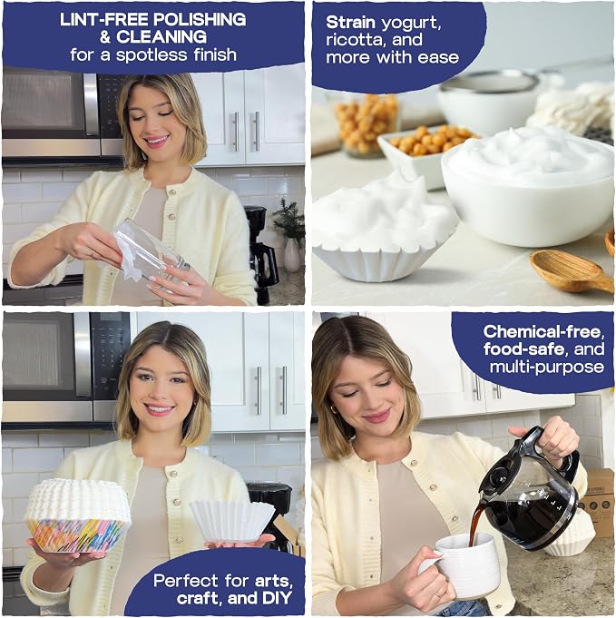 Pine & Pebble® 12-Cup Large Commercial Coffee Filters, 500 Count | Tall-Walled Basket Style (9.84" x 4.33") | No Grounds, No Mess | Fits BUNN & Standard Coffee Makers | Bulk for Cafés & Offices
