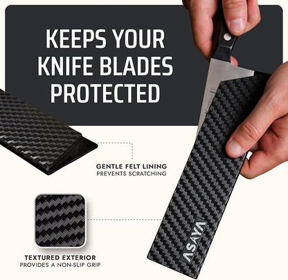 Asaya Professional Chef Knife Edge Guards – 6 Piece Knives Universal Covers - Extra Strength ABS Plastic and Food Safe Kitchen Knife Sheath Covers – Knives Not Included