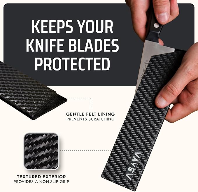 Asaya Professional Chef Knife Edge Guards – 2 Piece Knives Universal Covers, 8.5 x 2 and 10.5 x 2 - Extra Strength ABS Plastic and Food Safe Kitchen Knife Sheath Covers -Knife Not Included (2 Piece)
