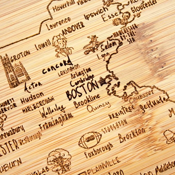 Totally Bamboo A Slice of Life Massachusetts State Serving and Cutting Board, 11" x 8.75"