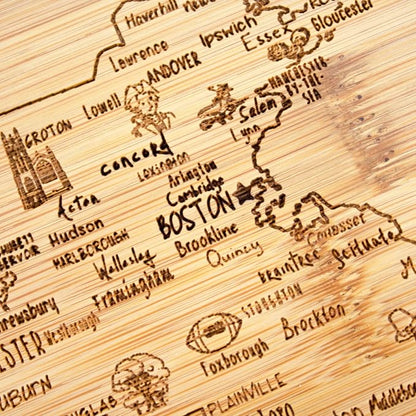 Totally Bamboo A Slice of Life Massachusetts State Serving and Cutting Board, 11" x 8.75"