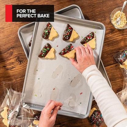 Aluminum 9x13 Baking Sheet Pan (2 Pack), Commercial Quarter Size Rimmed Baking Pans for Oven, Freezer, & Bun Racks, Heavy Duty Baking Sheet Cake Pan, Large Cookie Sheets for Baking & Cooking