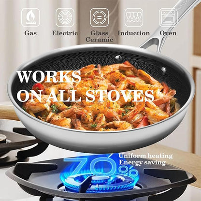 FURANO Ukiyo 10 Inch Ceramic Nonstick Skillet with Lid, Tri-Ply Stainless Steel Frying Pan, WaveEtch Textured Interior, PFAS-Free, Induction Compatible