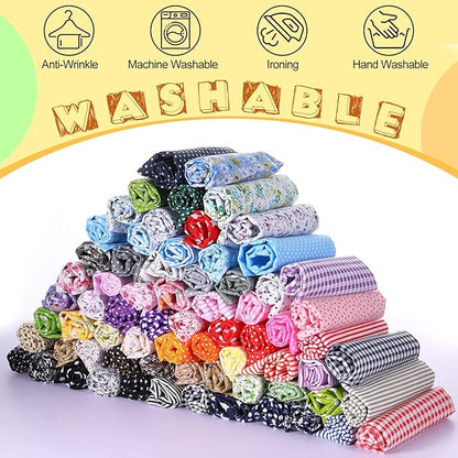 Macarrie 70 Pcs Cotton Fat Quarters Quilting 20 x 20 Inch Fabric Bundles Floral Printed Cloth Sewing Supplies Multicolor Fabric Squares for DIY Quilting Patchwork Scrapbooking Craft