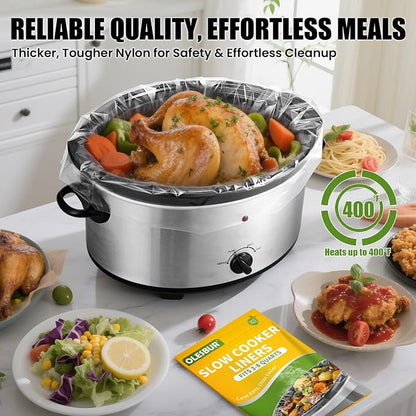 OLESBUR 30 Count Slow Cooker Liners, 13"x21", Fits 3-8 Quarts, Disposable Pot Liners Compatible with Crockpot, Oval Large Size, BPA-Free Cooking Bags, Kitchen Accessories, Cook with Ease