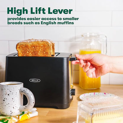 bella 2 Slice Toaster with Auto Shut Off,Extra Wide Slots & Removable Crumb Tray and Cancel,Defrost & Reheat Function,Toast Bread,Bagel-& Waffle,Black,(Pack of 6)