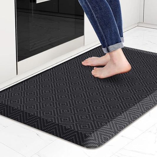 Mattitude 4/5 Inch Thick Kitchen Mat Cushioned Anti-Fatigue Floor Mat Water Resistant Non-Slip Mats and Rugs Standing and Comfort Desk Mats for House Sink Office Laundry (Black, 20"x32")