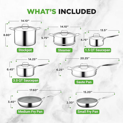 NutriChef Kitchenware Pots & Pans Set - 12 Piece, Clad Kitchen Cookware Set w/Steel Handles, Fry Pan Interior Coated w/ Ceramic Non-Stick Coating, Stylish Kitchen Cookware - NCSSX45