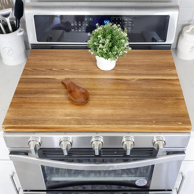 Hanobe Noodle Board Stove Cover: 30” Wood Stove Top Boards with Handles for Electric Gas
