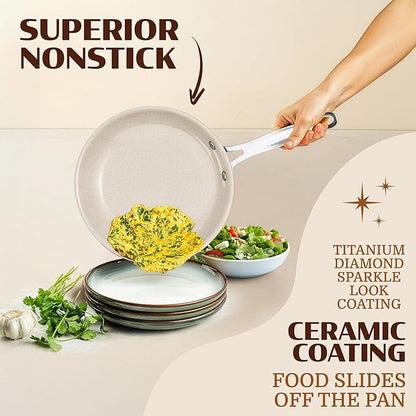 20 Pc Pots and Pans Set Nonstick - Granitestone Ceramic Cookware Set, Diamond Infused, with Bakeware, Utensils & Steamer, Non Toxic PFOA PFOS Free, Oven Safe to 500°F, Dishwasher Safe