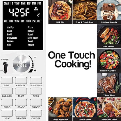 Nuwave Bravo Air Fryer Toaster Smart Oven, 12-in-1 Countertop Convection, 30-QT XL Capacity, 50°-500°F Temperature Controls, Top and Bottom Heater Adjustments 0%-100%, Brushed Stainless Steel Look