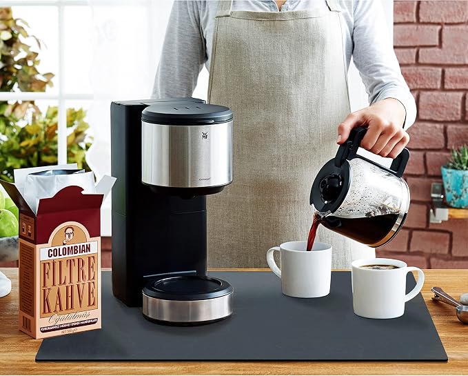 Coffee Maker Mat for Countertops, Coffee Bar Accessories Fit Under Coffee Machine Mat, 19"x12" Rubber Backed Coffee Pots, Table Mat under Appliance, Dish Drying Mat, Marble Navy for Kitchen Counter