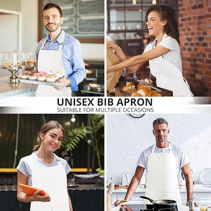 Utopia Kitchen 2 Pack Bib Apron, Adjustable with 2 Pockets, Water and Oil Resistant, Cooking Kitchen Chef Apron for Women Men