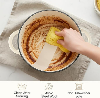 6.5 Quart Dutch Oven Pot with Lid, Non Stick Enameled Cast Iron Dutch Oven for Bread Baking, Heavy-Duty, Oven Safe Ceramic Cookware Up to 500°F for Baking, Braising, Stews, Roasting, Beige