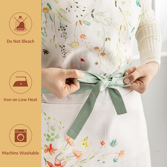 Maison d' Hermine 100% Cotton Apron for women with Pocket Kitchen Chef Apron for Men Cooking Spring Summer
