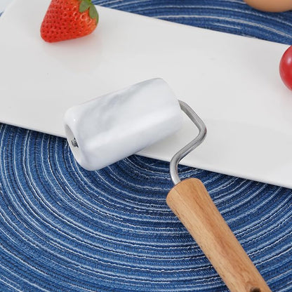 Tianman Small Marble Rolling Pin Pizza Roller, Marble Pastry Roller Non-Stick T-Type, For Cake Baking Tortilla Fudge Pizza Cookies and Other Kitchen Baking Cooking (Type 3 White).