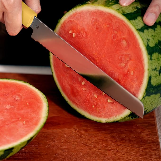 7.5" Serrated Bread Knife for Homemade Bread, AR-RPM9 Steel & Innovative Wavy Edge, Professional Serrated Knife for Sourdough Bread Cake, Gift for Baker Home Chefs