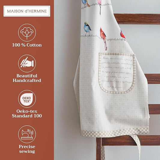 Maison d' Hermine 100% Cotton Apron for women with Pocket Kitchen Chef Apron for Men Cooking Spring Summer