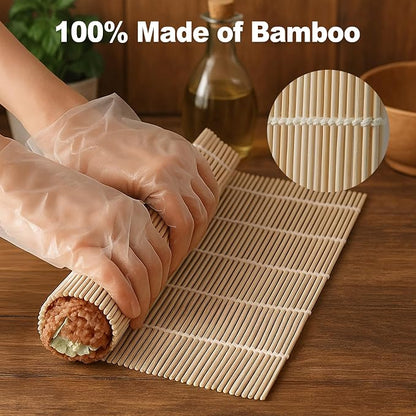 2PCS Bamboo Sushi Rolling Mat, White Sushi roll maker, Sushi making kit, Bamboo Sushi Rolling Mat (off-white, 2pcs)