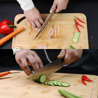 SHIKARI Chef Knife – 8 Inch Japanese Knife with Full Tang VG-10 Damascus Steel – Professional Chefs Knife with Ergonomic Pakkawood Handle – Razor Sharp Cutting Blade for Kitchen