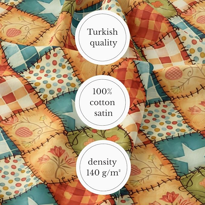 100% Cotton Fabric by the Yard – Turkish Quality Quilting & Sewing Fabric, 1 Yard x 1.69 Yards Wide, Patchwork Cotton for Crafts